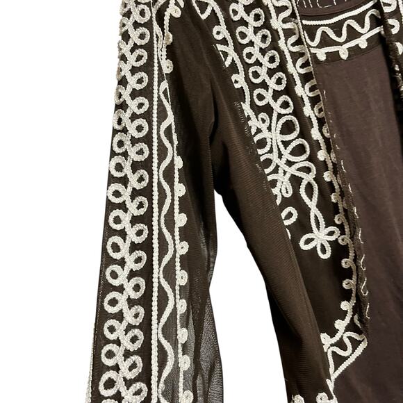 Boho Embroidered Blouse Black and White L (2906) - Picture 2 of 5